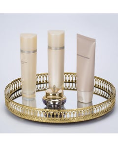 Buy Gold Mirrored Vanity Tray for Bathroom Counter,Metal Decorative Jewelry Storage Tray Cosmetic Perfume Organizer for Dresser,Bedroom,Home Decor,Suit for Candle Holder,Coffee Table Centerpiece L in Saudi Arabia