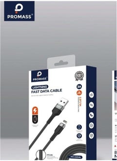 Buy iPhone Lightning Fabric Charging Cable 1 Meter Long Supports 3A Fast Charging in Saudi Arabia