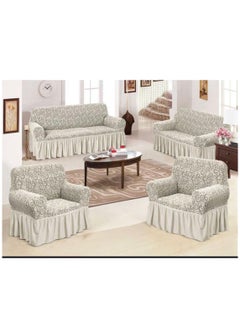 Buy Sofa Cover Jacquard 4-Pieces Set of 7-Seater (3+2+1+1) Super Stretchable Anti-Wrinkle Slip Resistant Furniture Protector in Saudi Arabia