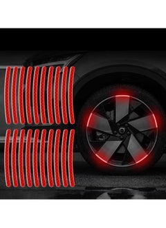 Buy Reflective Car Wheel Rim Stickers 20pcs Night Safety Warning Car Stickers Anti-Scratch Reflective Stickers Car Motorcycle Wheel Safety Decorative Car Decals Universal for Car Vehicle Truck (Red) in UAE