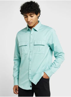 Buy Thomas Scott Cotton Twill Classic Slim Fit Opaque Casual Shirt in UAE