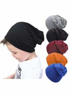 Buy 5 Pack Unisex Baby Hats for Kids Cotton Soft Cute Knit Cap, Baby Toddler Beanie in Saudi Arabia