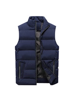 اشتري Mens Autumn Winter Casual Vest Stand Collar Cotton Blue في السعودية