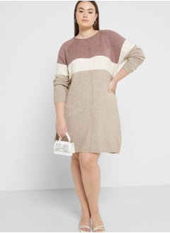 Buy Color Block Knitted Dress in UAE