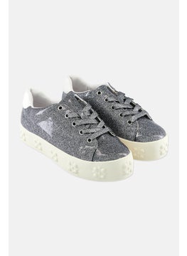 اشتري Women Medium The Floral Sneaker Lace Up Shoes, Silver في الامارات