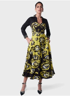 Buy Embellished Shirt Insert Printed Dress in UAE