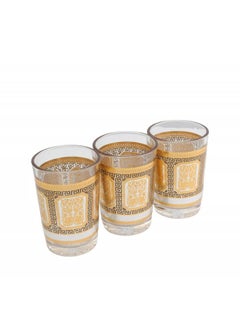 Buy 3 Pieces Moroccan Tea Cups Set  Golden Color in Saudi Arabia