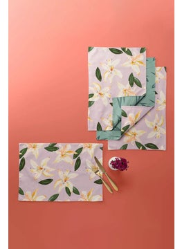 Buy 4,Pieces Floral Print Place Mats, Green and Pink in UAE