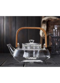 Buy Glass Teapot with Wood Handle Clear in Saudi Arabia