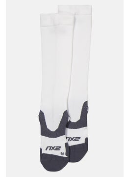 اشتري Men 1 Pair Full Length Compression Socks, White/Grey في الامارات