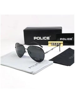 Buy New Fshion Pilot Polarized Lens Sunglasses Sliver Lenses with Black Frames in Saudi Arabia