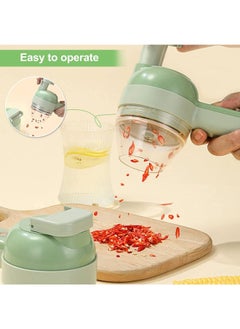 اشتري 4 In 1 Handheld Electric Vegetable Cutter Set Mini Wireless Chopper Garlic Mud Masher For Ginger Chili Fruit Meat Etc في الامارات