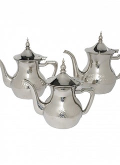 Buy Moroccan steel tea pot set, 3 pieces in Saudi Arabia