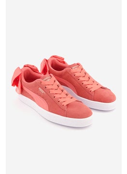 Buy Women Suede Bow Sneakers, Shell Pink in UAE