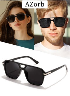 Buy Sunglasses Men Women High Quality Sunglasses Aviator Metal Hinges Square Oversize Sunglass Men's Sun Glassess for Man Ladies Polarized 70s UV Protection Eye Glasses in Saudi Arabia