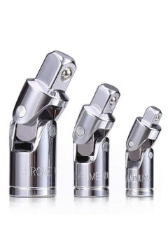 Buy Universal Joint Socket Set, Chrome Vanadium Steel Swivel Adapter Ratchet Sleeve Manual Tool Design All The Hexagonal Side Handle 1/4IN, 3/8IN, 1/2IN 3PCS in UAE