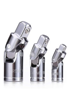 Buy Universal Joint Socket Set, Chrome Vanadium Steel Swivel Adapter Ratchet Sleeve Manual Tool Design All The Hexagonal Side Handle 1/4IN, 3/8IN, 1/2IN 3PCS in UAE