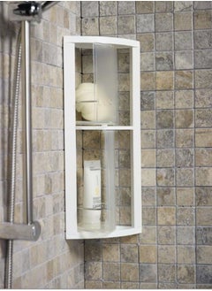 Buy Wall Mounted Rotating Bathroom Corner Storage Shelf White and Clear in Saudi Arabia