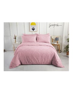 Buy Classy Comforter Set King size Tufted Leaf Pattern  Light Weight Textured Whole Piece Fitted Bedding Set, Comforter, Tufted Pillowcase light pink in UAE