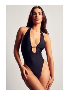 Buy Misspap Branded Logo Plunge Swimsuit in Saudi Arabia