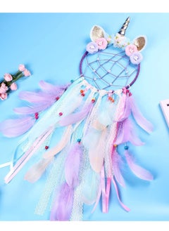 Buy Unicorn Dream Catcher Wall Decor C ute Feather Dreamcatcher Wall Hanging for Bedrooms Party Royal Purple Feathers Traditional Crochet Design Feather Tassels Flower in UAE