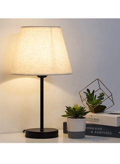 Buy Nordic Retro Style Iron Cloth Cover Fabric Desk Lamp Bedroom Warm Hotel Room Study Decoration Bedside Table Lamp in UAE