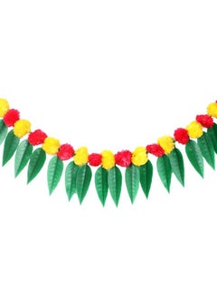 Buy Mango Leaves Decorative Pompom Door Toran 98cm in UAE