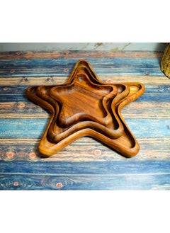 Buy A set of 3 pieces of dishes in the shape of a star, handmade wood, 100% natural colors, treated with olive oil in Egypt