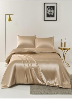 Buy 4pcs King Size Luxury Solid Color Satin Duvet Cover Set Skin-friendly And Comfortable, Soft And Smooth For Bedroom And Living Room 220x240 cm in UAE