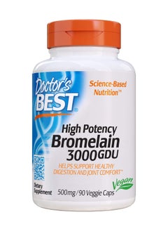 اشتري Doctor's Best, High Potency Bromelain, 3000 GDU, 500 mg, 90 Veggie Caps في السعودية