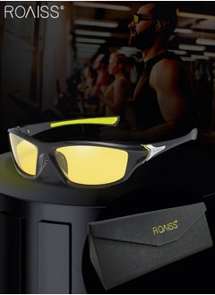 Buy HD Sports Night Vision Glasses, UV400 Protective Driving Glasses, Yellow Polarized Lenses, Baseball Running Fishing Golf Goggles for Men Women in UAE