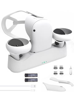 Buy Charging Dock Set for Oculus Quest 2, Oculus Quest 2 Charging Station Accessories with Charging Port, USB-C Link Cable, 2 Rechargeable Batteries,2 Battery Covers for VR Controllers and Headset in Saudi Arabia