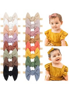 Buy 16PCS Baby Headband, Hair Accessories Set, Elastic Hair Band Handmade Bow for Baby Girls Newborn Infant Toddler Kids in Saudi Arabia