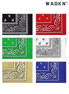 Buy 6 Pieces Bandanas for Men Women,  Colorful Handkerchief and Neckerchief, Cotton Paisley Headbands Scarf Cowboy Bandana, Square Bandanas ideal for Hip-Hop Cycling Also as Handkerchief in Saudi Arabia