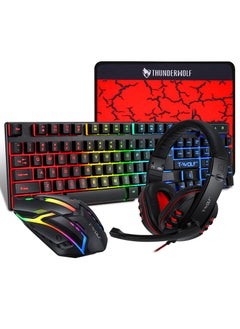 Buy T-WOLF Gaming Keyboard Mouse Headset Pad Combo T-WOLF four-piece suit TF800 Black in Saudi Arabia