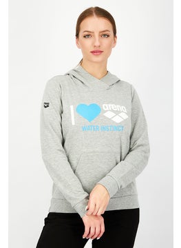 Buy Women Hooded Graphic Print Sweatshirt, Grey Combo in Saudi Arabia