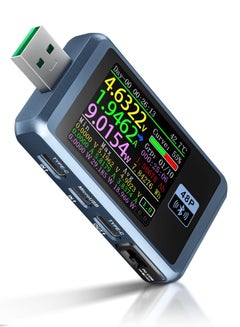 اشتري Bluetooth-Enabled USB A&C Digital Multimeter, 4-24V USB Power and Voltage Display Meter LCD Display USB Tester Fast Charge Detection USB Tester PD2.0/PD3.0,QC2.0/QC3.0, CNC Metal Shell في الامارات