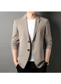 اشتري Solid Mens Blazer 2024 Spring Casual Suit Jacket2024 [Khaki]] 2024 [Khaki]] في السعودية