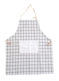 Buy Adjustable Check Printed Apron White/Black 60 x 72centimeter in Saudi Arabia