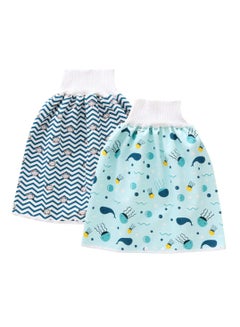 اشتري 2 Pack Baby Diaper Skirt,Washable Waterproof Toddler Potty Training Skirt Cotton Toilet Training Nappy Skirt for Baby Boys Girls(L Size) في السعودية