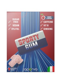 Buy Sporty Gum with Caffeine and Vitamin B For Energy and Forcus Cherry Flavor -9 Chewing Gum in Saudi Arabia