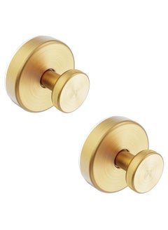 Buy Upgrade Waterproof Suction Cup Hooks, Stainless Steel No-Drill Hooks for Shower, Kitchen, Glass Door, Mirror, Tile – Towel, Coat, Bath Robe Hook Holder for Hanging up to 15 lbs –Gold (2 Pack) in Saudi Arabia