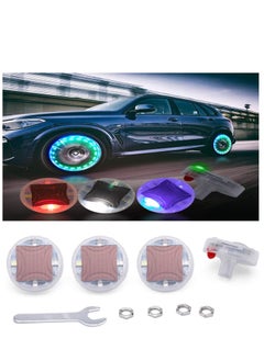 Buy 4-Pack Colorful Blinking LED Tire Valve Lights with Motion Sensor - Solar-Powered Wheel Accessories for Cars, Bicycles, and Motorcycles. in Saudi Arabia