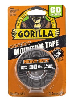 Buy Gorilla Heavy Duty Double Sided Mounting Tape, 1" x 60", Black, (Pack of 1) in Egypt