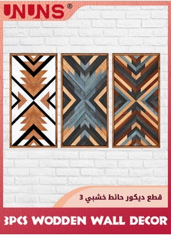 اشتري 3 Pcs Farmhouse Wood Wall Art,Geometry Boho Framed Wall Decor,Wall Hanging Modern Abstract Art Prints Wooden Decorations For Bedroom Bathroom Apartment Farmhouse,30X15CM في الامارات