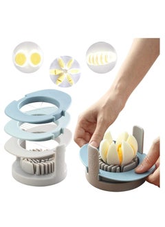 اشتري Eggs Slicers, 3 In 1 Egg Cutter Wedger Hard Boiled Fruit , Multifunctional Convenient Slicer with Stainless Steel Cutting Wires and Non-Slip Base(Blue) في الامارات