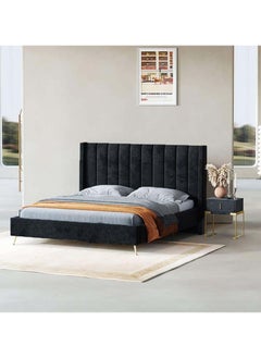 Buy Maple Home  Bed Frame Upholstered Velvet King Queen Size Floating Wood Bed Base Bedroom Furniture in UAE