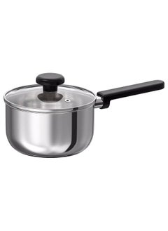 Buy Saucepan With Lid Clear Glass And Stainless Steel 2 L in Saudi Arabia