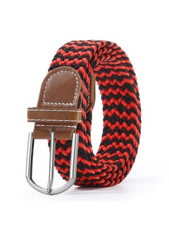 اشتري Unisex Elastic Woven Canvas Belt with Pin BuckleBlack + Red Black + Red في السعودية