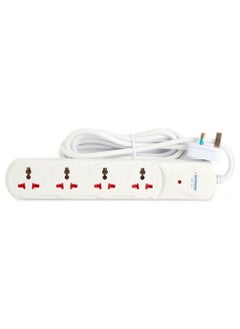 Buy Terminator  4 Way Universal Power Extension Socket With Indicator 1.00mm2 Wire Off White Body 2M Cable 13A Plug in UAE